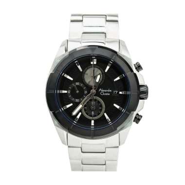 Jam Tangan Pria Alexandre Christie 6596 Chronograph Otiginal Silver Black