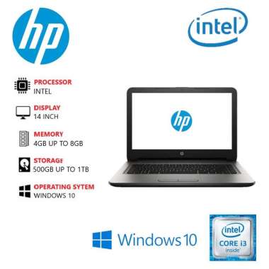 Laptop HP 14 Intel CORE i3 ram 4gb/ hdd 1tb || [FREE MOUSE] / Laptop Murah 4GB/SSD 240GB