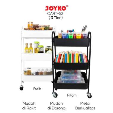 Rak 3 Susun Roda Troli Penyimpanan Rolling Storage Cart 3 Tier Joyko CART-52 Black