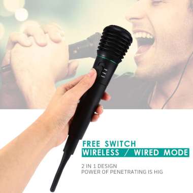 Mikrofon Profesional 2 in 1 Wireless Wired - WM-308 - Black