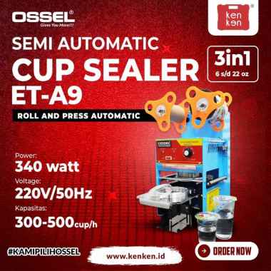 Cup Sealer Otomatis Murah Alat Penutup Gelas Otomatis Mesin Cup Sealer OSSEL Press Plastik Mesin Pen