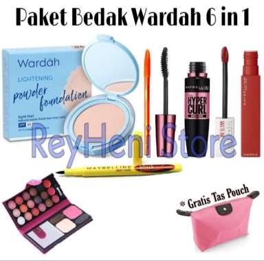Paket Kosmetik Bedak Wardah - Paket Make up Wardah - Alat Kosmeetik Lengkap - Make up set Murah Bedak Wardah 6in1
