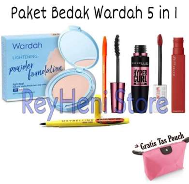 Paket Kosmetik Bedak Wardah - Paket Make up Wardah - Alat Kosmeetik Lengkap - Make up set Murah Bedak Wardah 5in1