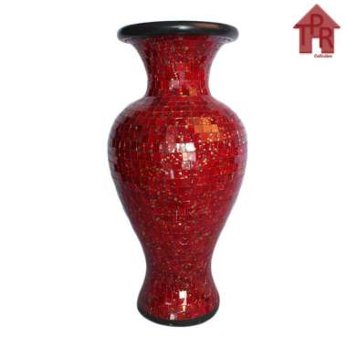 Vas Mosaik Deco / Guci Beling Besar Sexy T60 Merah Gold