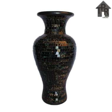 Vas Mosaik Deco / Guci Beling Besar Sexy T60 Hitam Gold Biru
