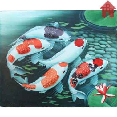 Lukisan Asli Ikan Koi 5 Ekor - Fengshui 50X60Cm 5060-0002