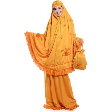 Jual Mukena Motif Bunga Verena Silky Satin Polos Set Mukena Dewasa Semua Ukuran Gold