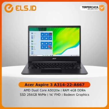Acer Aspire 3 A314-22-A667 - Black [Dual Core A3020e-4GB-SSD 256GB]