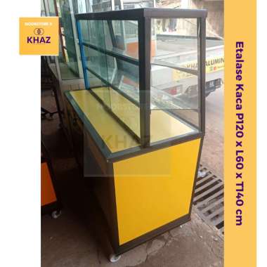 Meja Etalase Kaca Makanan Alumunium P120 x L60 x T145 cm