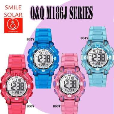 Jam Tangan Wanita Anak Casual Sporty Rubber Digital Original Q&Q QnQ QQ M186 M186J Series
