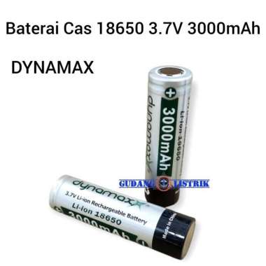 Baterai Lithium 18650 3.7V 3000mAh DYNAMAX Rechargeable Flat Top