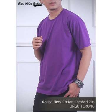 Kaos Polos Cotton Combed 20s Warna Ungu Terong XXL
