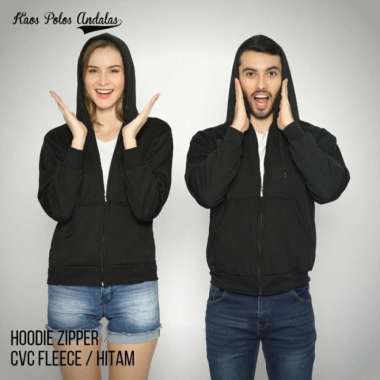 Half Zipper Cotton Fleece Hitam L