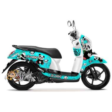 stiker Decal Full Body motor Honda Scoopy Fi Sporty - Panda Cyan