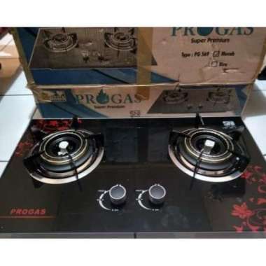 kompor gas 2 tungku biasa PROGAS Kompor Tanam Kaca mewah