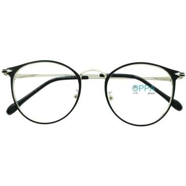 Oppa Glasses OPPA OP29 BLSV Korea Frame Bulat Kacamata Unisex - Black Silver