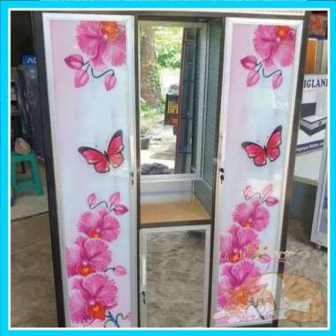 Lemari Pakaian Kaca & Cermin Rias Pintu 3 Bahan Alumunium