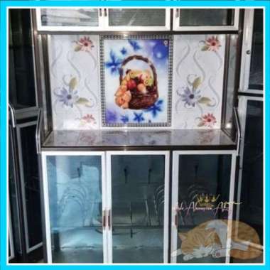 Rak Piring Meja Kompor - Lemari Dapur Bahan Alumunium Kaca