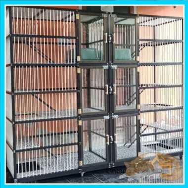 Kandang Kucing Aluminium, 3 tingkat, 6 kamar