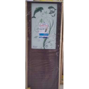 pintu kamar mandi baja galvalum kaca motif gambar coklat Kiri