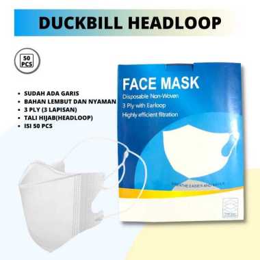 MASKER DUCKBILL HIJAB isi 50 / MASKER HIJAB DUCKBILL PUTIH