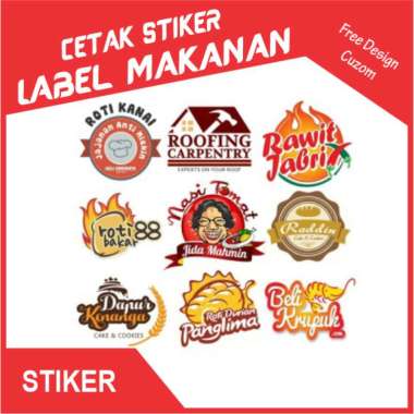 Cetak Stiker Logo Makanan Free Design Custom Ukuran A3