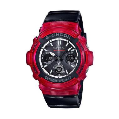 CASIO G-SHOCK Solar Waveceptor Original Jam Tangan Pria [M100SRB-AWG] Black Red