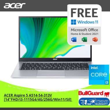 ACER Aspire 5 A514-54-313V/w [14"FHD/i3-1115G4/4G/256G/Win11/Sil] NX.A23SN.00C *No Bag