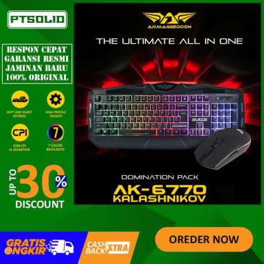 Armaggeddon AK-6770 Kalashnikov Gaming Keyboard & Mouse Combo Wired Slim Low Profile 104 Keys 7 Colors Backlight