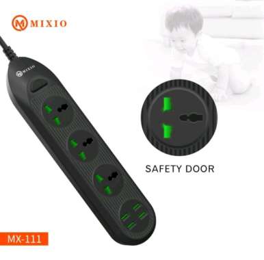 Mixio Power Socket Mx-111 Power Strip 4Usb Charger With 3 Socket 2500w