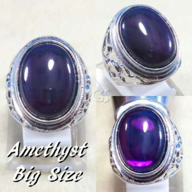 CINCIN BATU AKIK PERMATA AMETHYST BIG SIZE MEWAH DAN TERMURAH RING 6