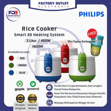 PHILIPS HD3119/30 - HD3119/31 - HD3119/32 Rice Cooker 2L biru