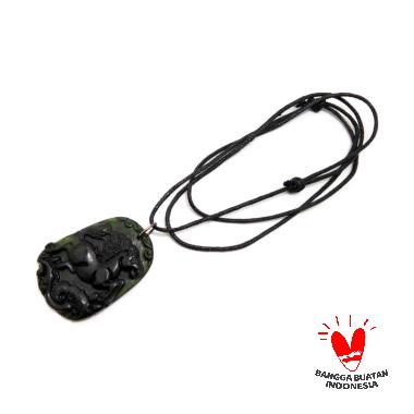 Vee Kalung Liontin Batu Giok Hitam Bergambar Shio Kuda Kalung Terapi Kesehatan Hitam