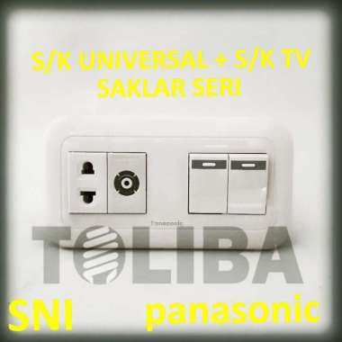 stop kontak universal + stopkontak s/k tv + saklar seri panasonic sni