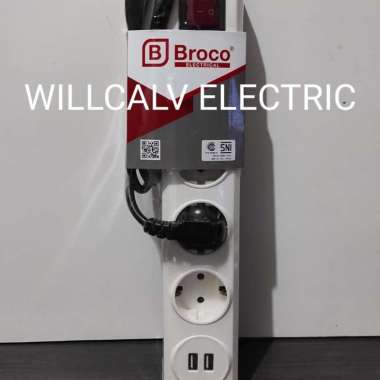 STOP KONTAK BROCO 4 LUBANG + 2 USB TERMINAL KABEL 1.5 METER