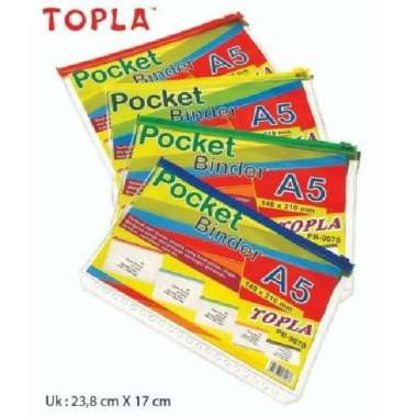 TOPLA 9070 ZIPLOCK ZIPPER POCKET BINDER PLASTIK KANTONG BUKU FILE Biru