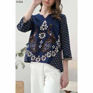 Evercloth Vida Atasan Batik Wanita Blouse Batik Perempuan Lengan Panjang Jumbo