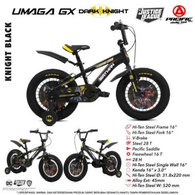 Sepeda Anak BMX 16 Inch PACIFIC UMAGA GX JUSTICE LEAGUE New Knight Black