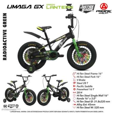 Sepeda Anak BMX 16 Inch PACIFIC UMAGA GX JUSTICE LEAGUE New Radioactive Green