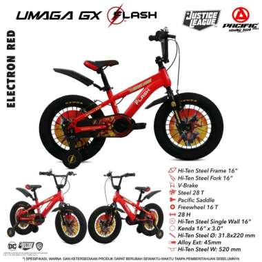Sepeda Anak BMX 16 Inch PACIFIC UMAGA GX JUSTICE LEAGUE New Electron Red