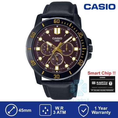 CASIO MTP-VD300BL Jam Tangan Pria Analog Multifungsi Tali Kulit MTPVD300BL Coklat