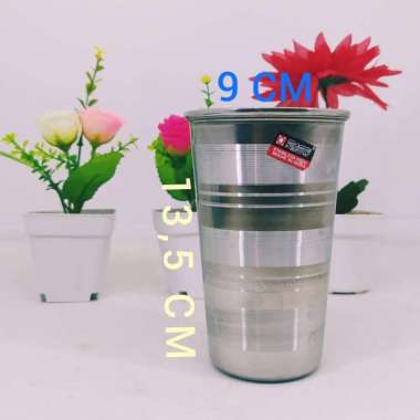 gelas stainless steel rose tebal 9cm