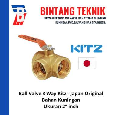 Ball Valve 3 Way / Cabang Tiga 2" inch Kuningan Kitz Kuningan