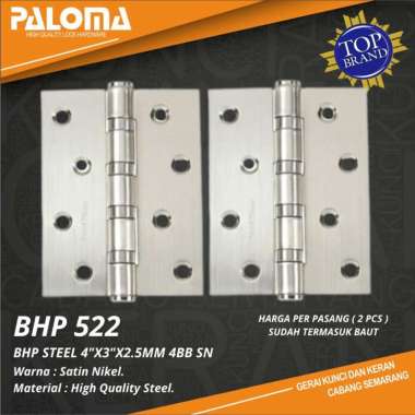 PALOMA BHP 522 STEEL 4"X3"X2.5MM 4BB SN ENGSEL PINTU