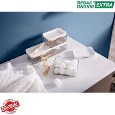 1Set 3Pcs Kotak Penyimpan Kecil Transparan Multifungsi Cantik_Putih