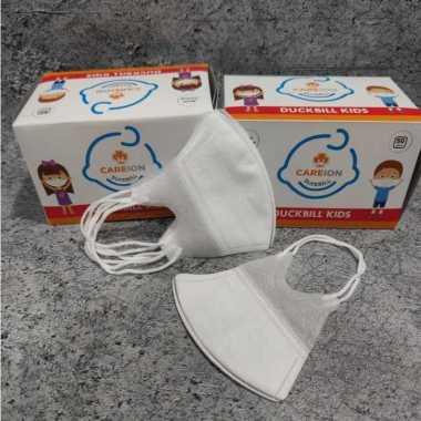 MASKER ANAK CAREION DUCKBILL PUTIH POLOS 1 BOX ISI 50PCS DISPOSABLE