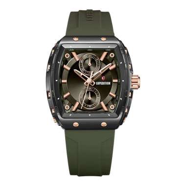Jam Tangan Wanita Expedition E 6814 MF RRGGNBA Ladies Dark Green Dial Green Rubber Strap Hijau