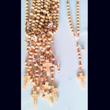 Souvenir Rosario Tali /Souvenir Rohani Katolik/Rosario Kayu Polos 8mm BB002