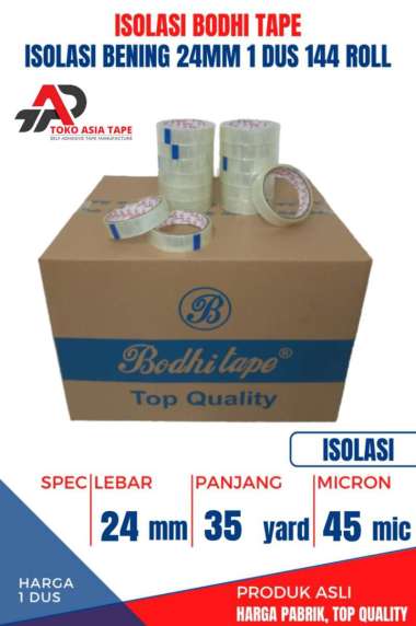 ISOLASI / SELOTIP BENING BODHI TAPE 24MM X 35YARD 1 DUS BENING