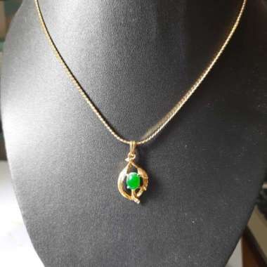 1901 Jewelry Kalung Giok Daun Lapis Emas